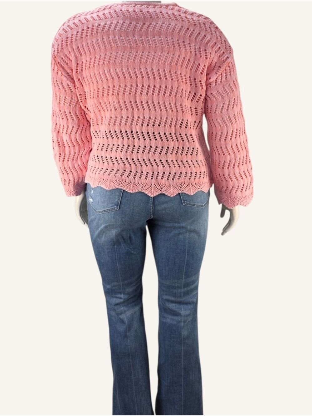 Dex Washed Apricot Crochet Knit Sweater 1X NWT Coastal Boho Cotton - Picture 3 of 10